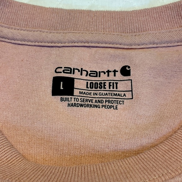 Carhartt Loose Fit T-Shirt. Pink Tan. Logo on Front. Large. - Picture 3 of 7